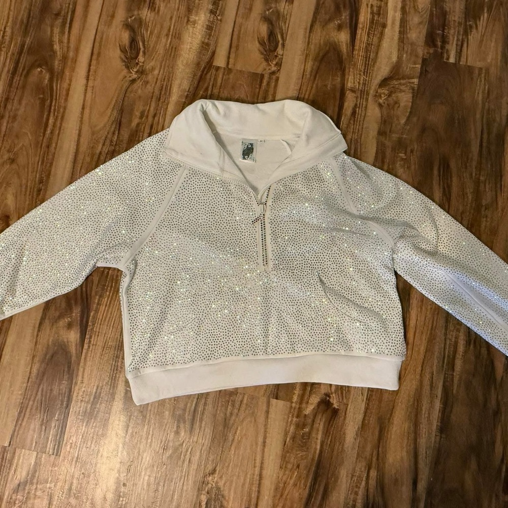 Sparkling White Zip-Up Hoodie